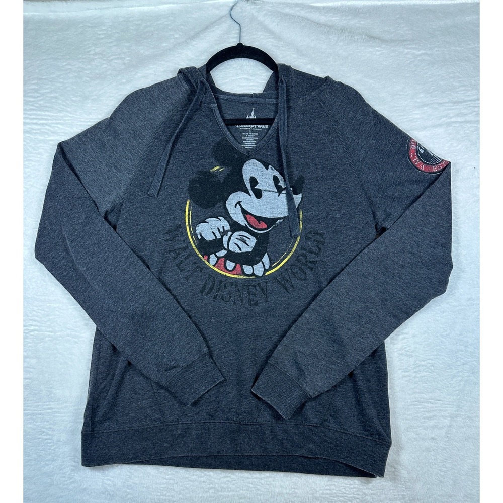 Disney Parks Mickey Mouse Y2K Hoodie Womens Large Gray Walt Disney World 71